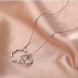 Sterling Silver 925 Interlocking Infinity 2 Circles Necklace for Sisters